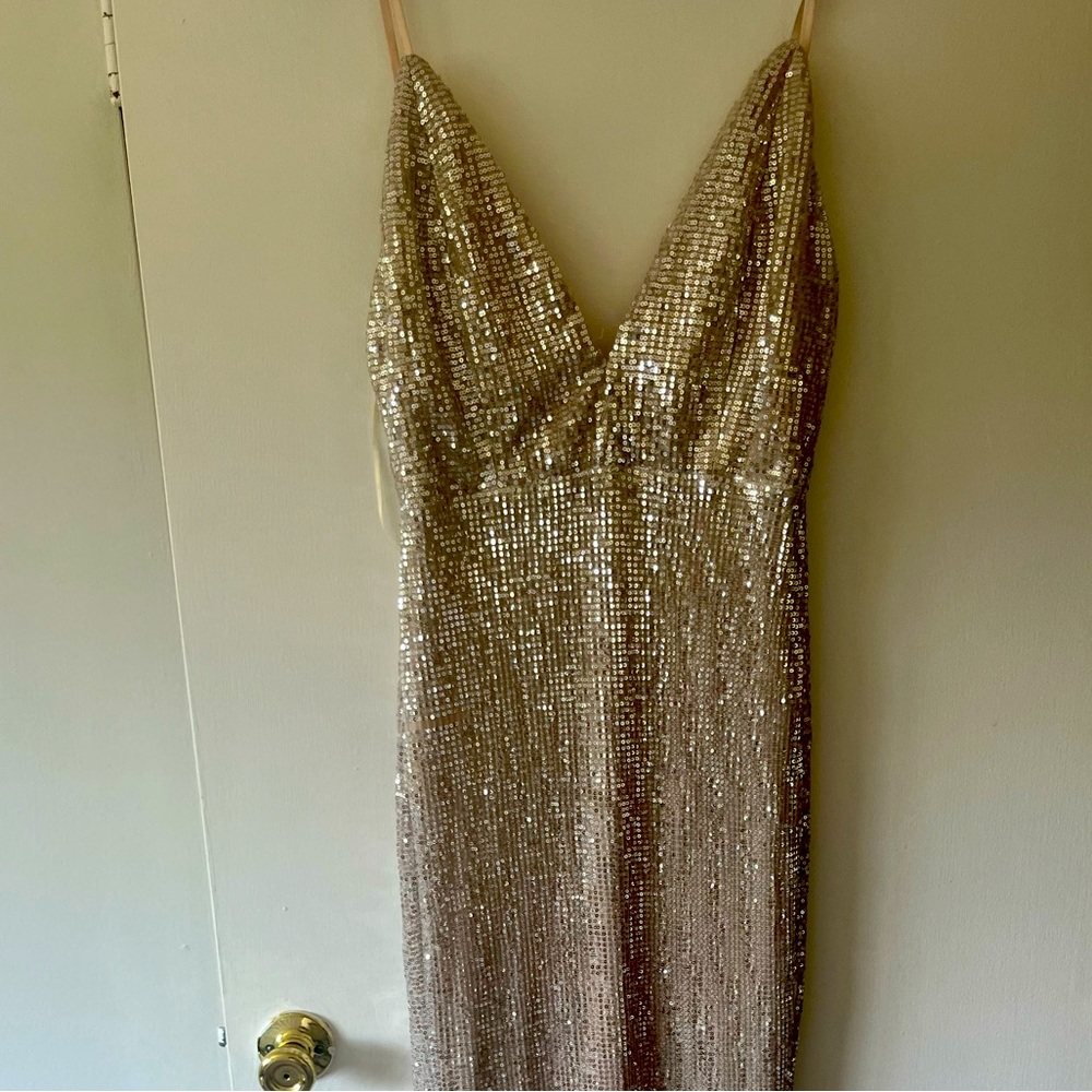 Silver sequins evening dress new used